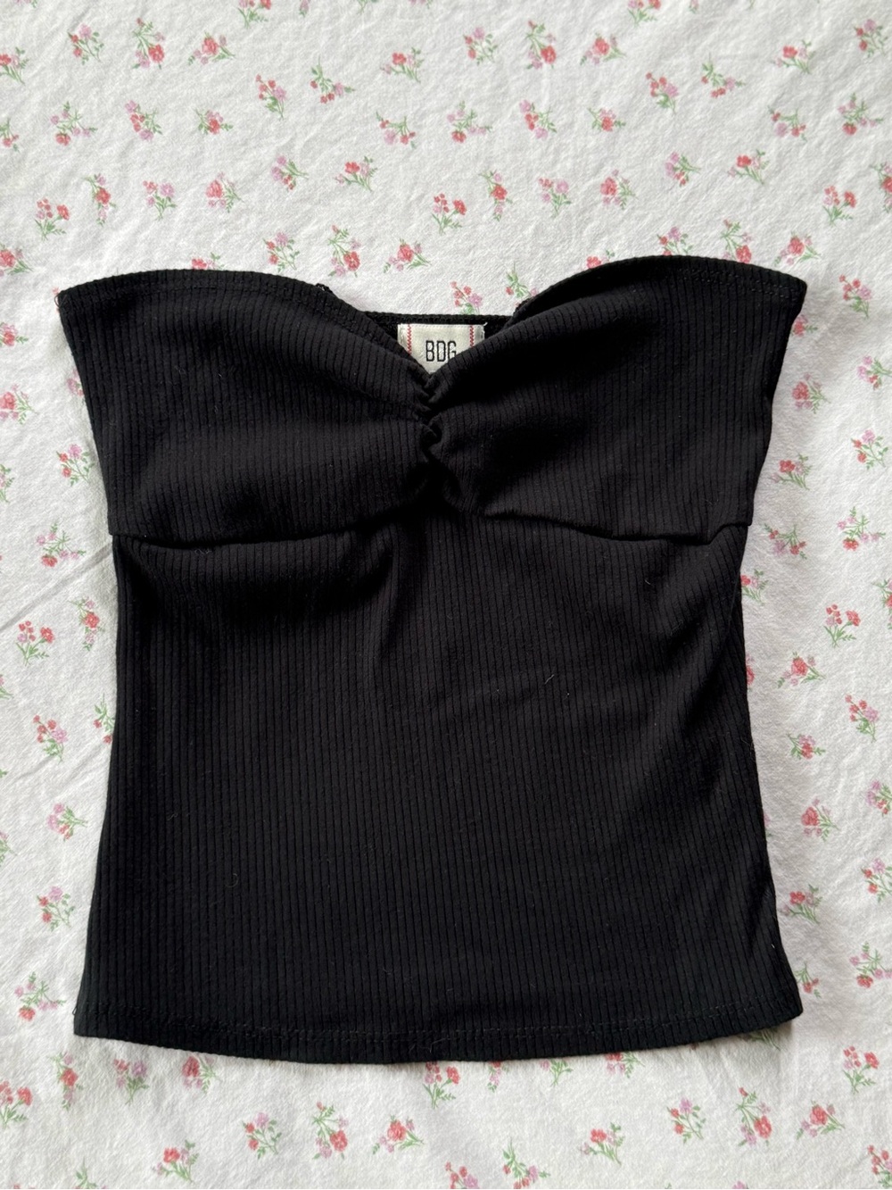 BDG Black Ribbed Strapless Camisole